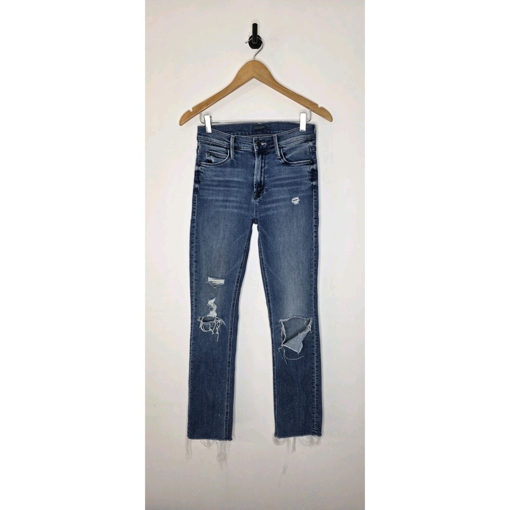 Mother The Mid Rise Dazzler Ankle Fray Weekend Warrior Jeans Women's Size 25